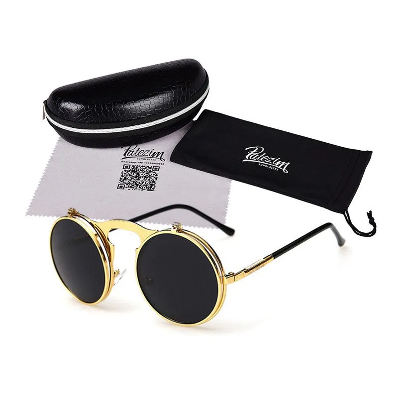Vintage Steampunk Sunglasses Round Designer Steam Punk Metal Glasses Women And Men Retro Circle Sun Glasses