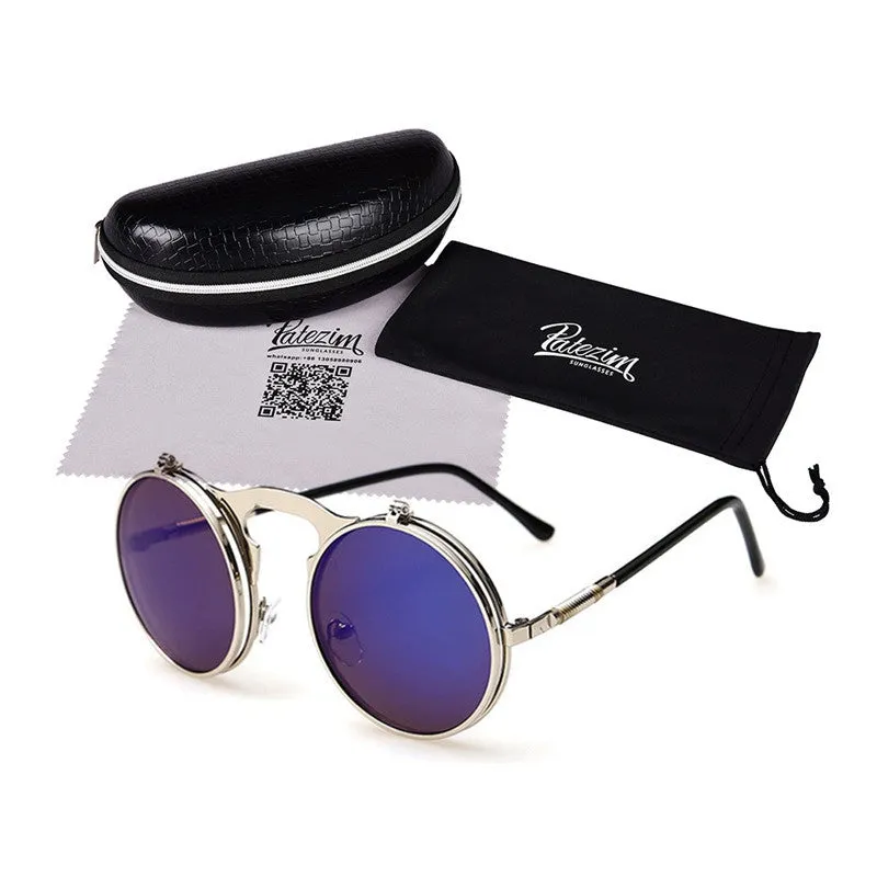 Vintage Steampunk Sunglasses Round Designer Steam Punk Metal Glasses Women And Men Retro Circle Sun Glasses