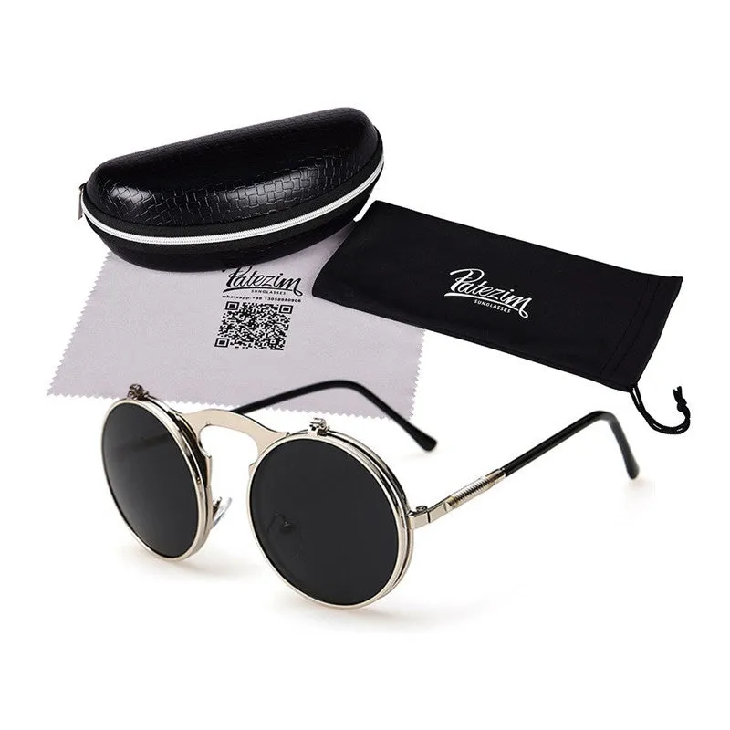Vintage Steampunk Sunglasses Round Designer Steam Punk Metal Glasses Women And Men Retro Circle Sun Glasses