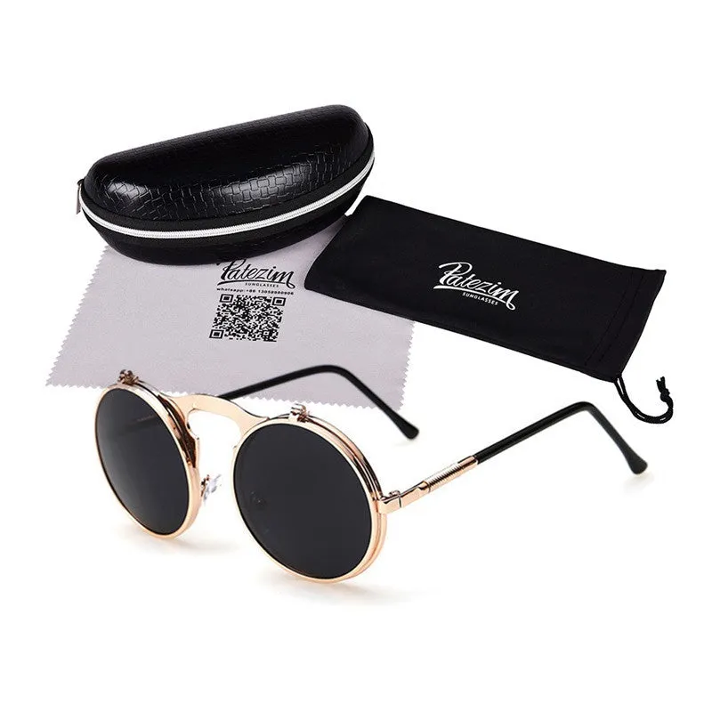 Vintage Steampunk Sunglasses Round Designer Steam Punk Metal Glasses Women And Men Retro Circle Sun Glasses