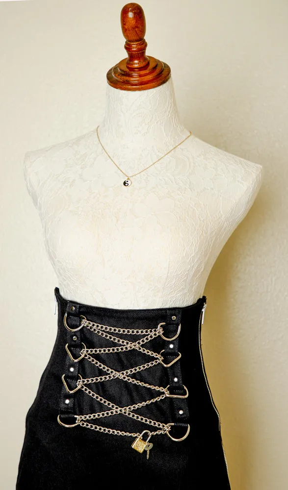 Vintage Switchblade Stiletto Chain Cyber Gothic Punk Rocker Clubwear Rocker Biker Skirt