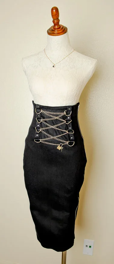 Vintage Switchblade Stiletto Chain Cyber Gothic Punk Rocker Clubwear Rocker Biker Skirt