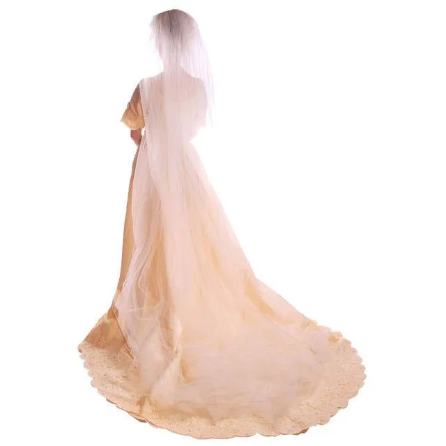 Vintage Wedding Veil Lace Headpiece 1950's 100"
