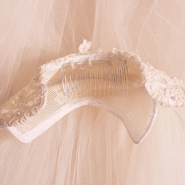 Vintage Wedding Veil Lace Headpiece 1950's 100"