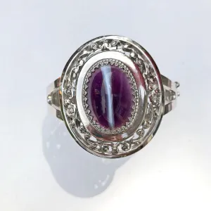 Vintage Whiting and Davis Purple Agate Cuff Bracelet