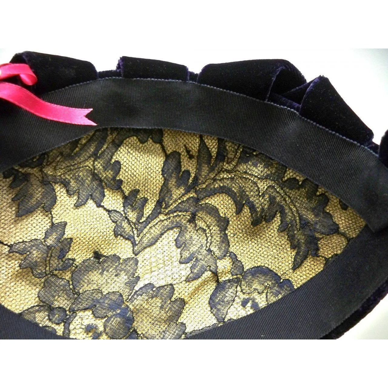 Vintage Womens Cocktail Hat Deep Eggplant Silk Velvet Skull Cap 1950S