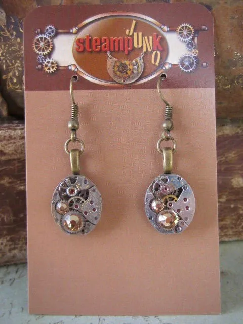 Watch movement Earrings - Steampunk ear gear - Gold - Steampunk Earrings - Repurposed art