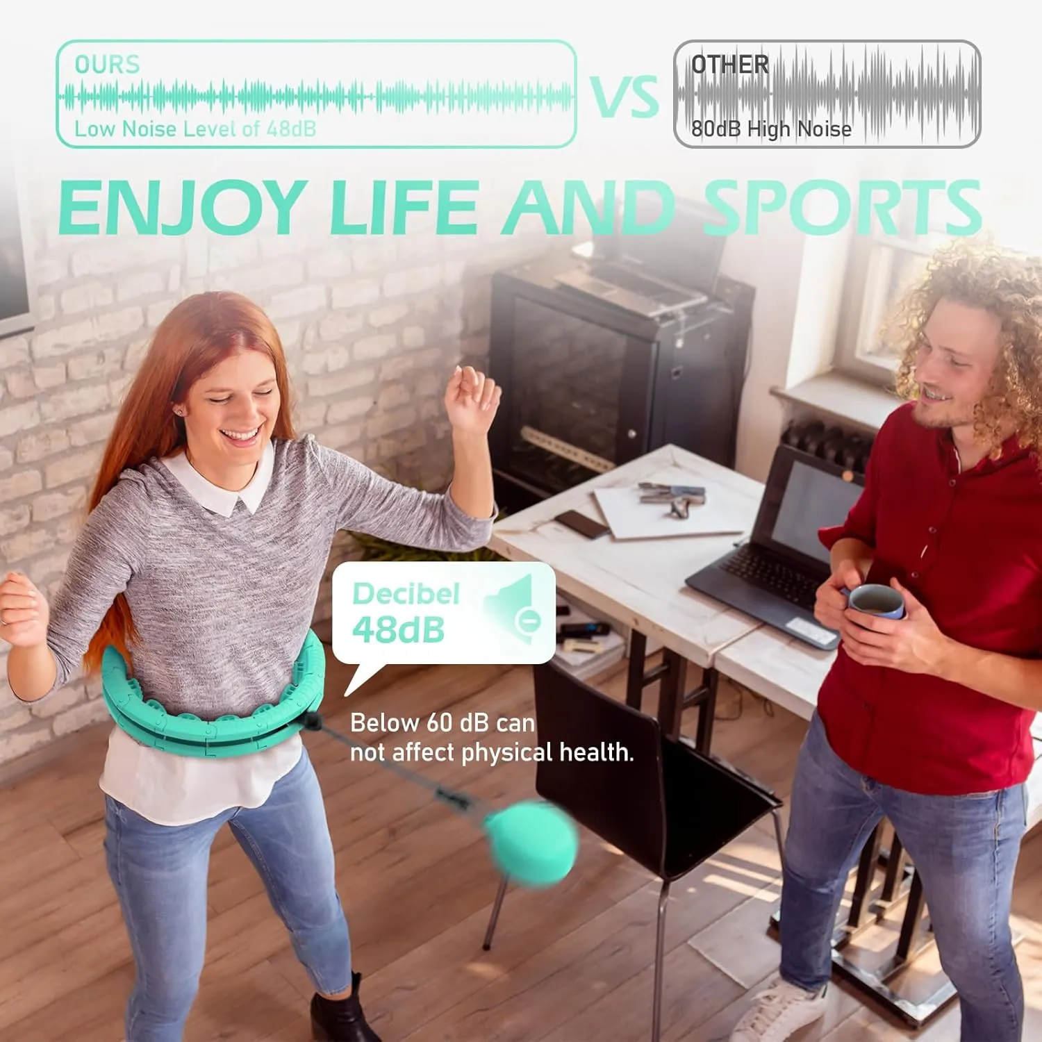Weighted Hula Circle with 32 Links(66 Inch), Sweet Weight Ball, for Adults Weight Loss