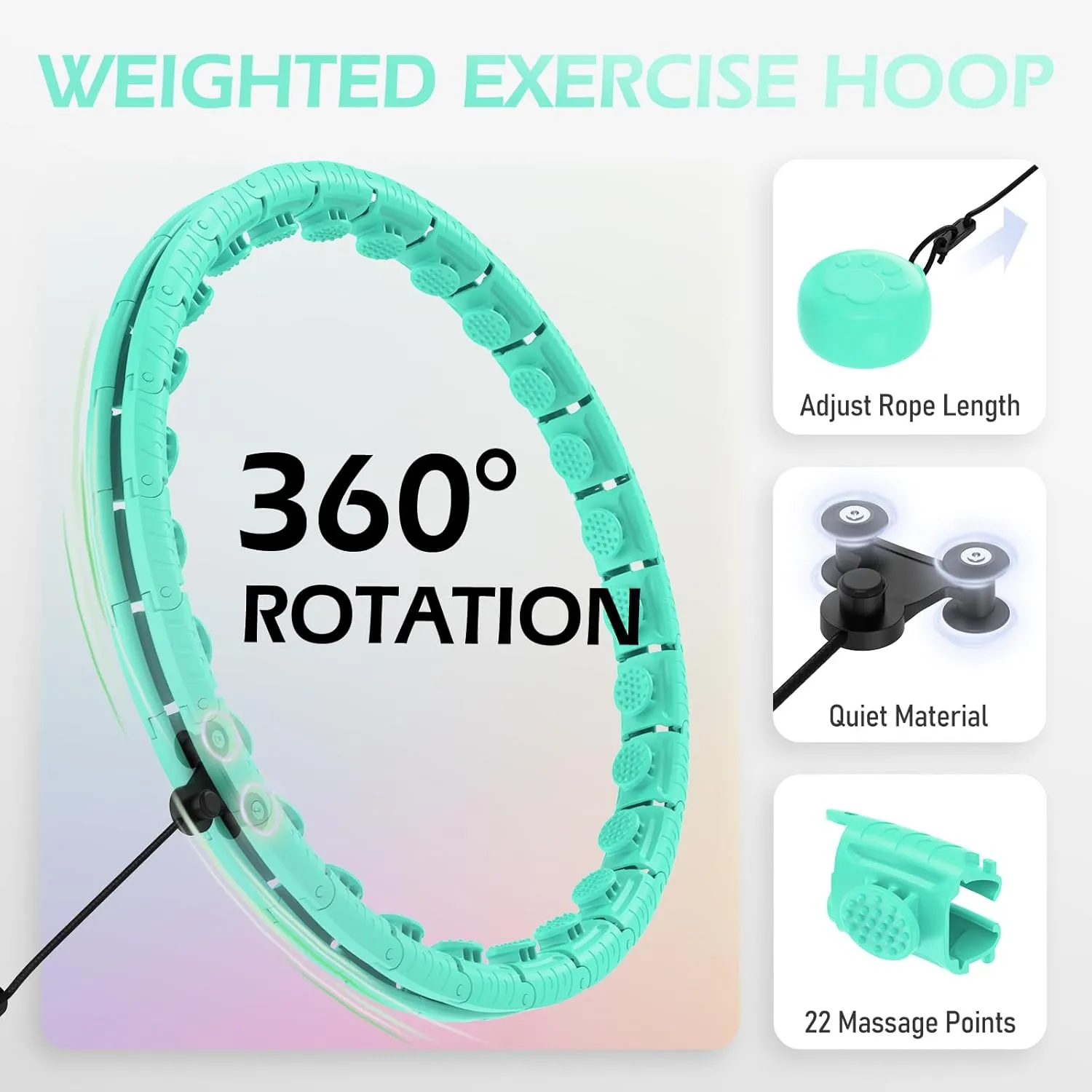 Weighted Hula Circle with 32 Links(66 Inch), Sweet Weight Ball, for Adults Weight Loss