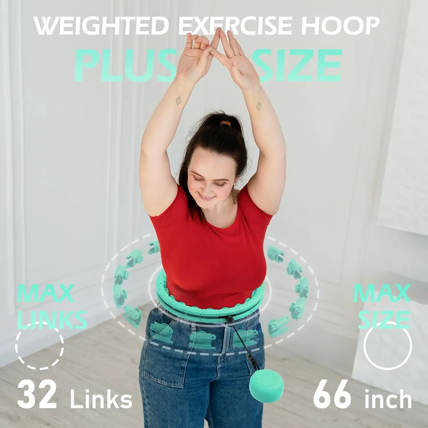 Weighted Hula Circle with 32 Links(66 Inch), Sweet Weight Ball, for Adults Weight Loss