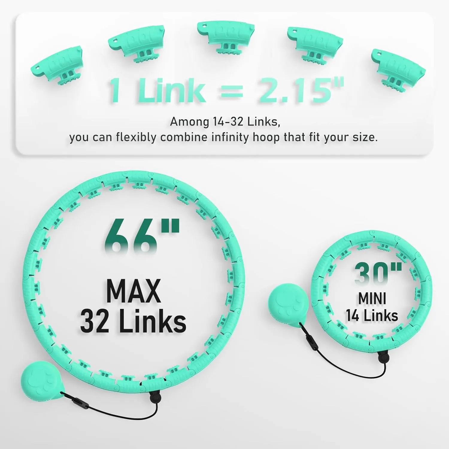 Weighted Hula Circle with 32 Links(66 Inch), Sweet Weight Ball, for Adults Weight Loss