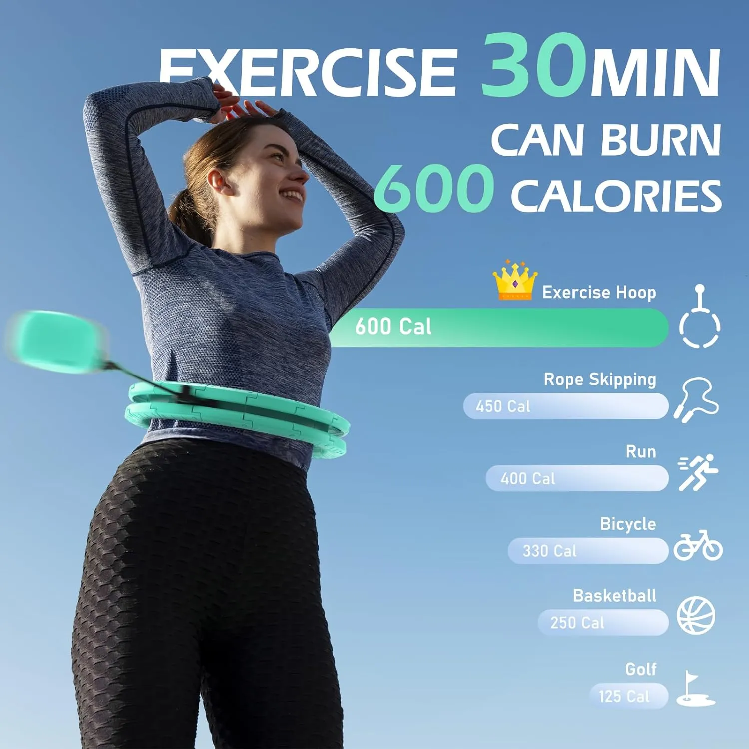 Weighted Hula Circle with 32 Links(66 Inch), Sweet Weight Ball, for Adults Weight Loss