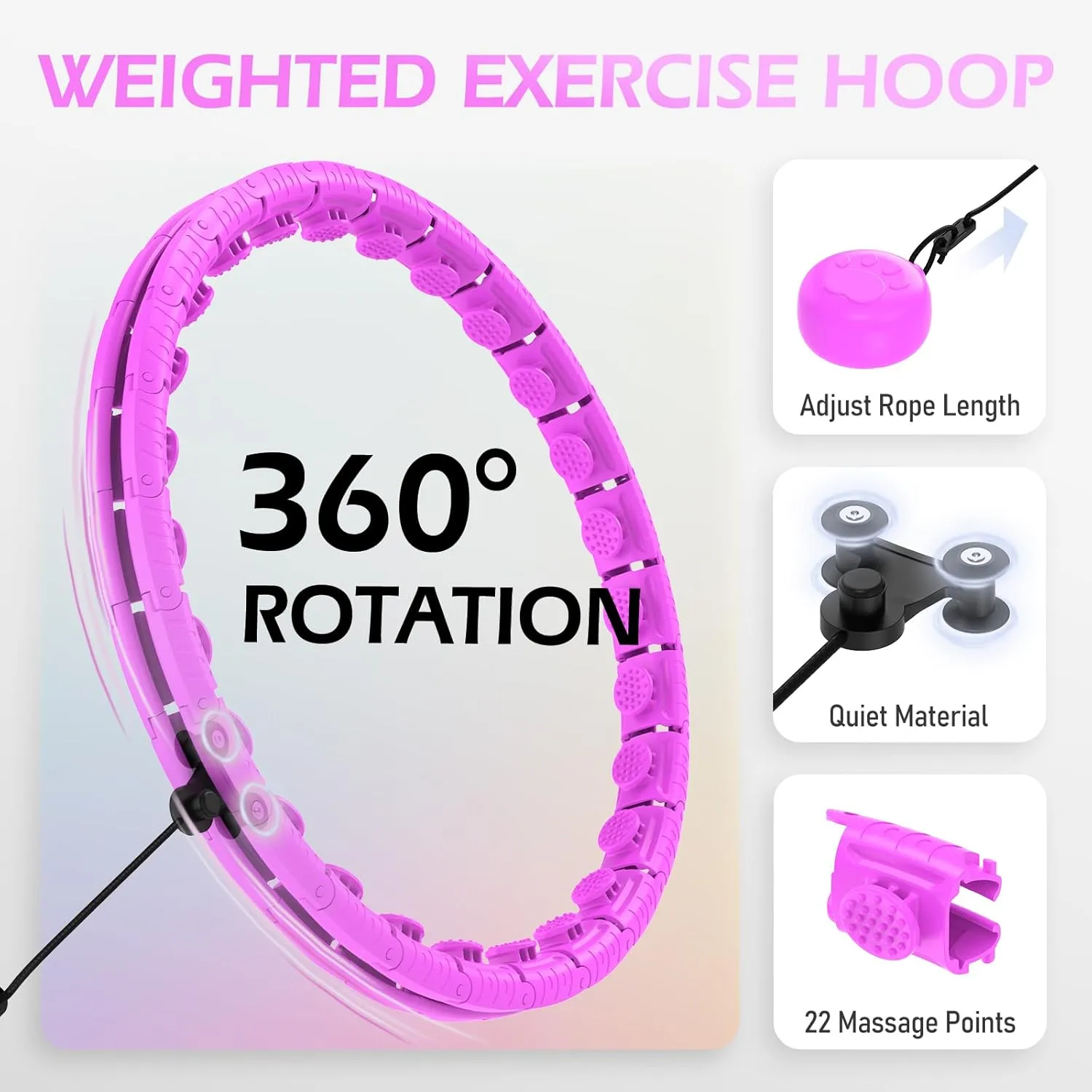 Weighted Hula Circle with 32 Links(66 Inch), Sweet Weight Ball, for Adults Weight Loss