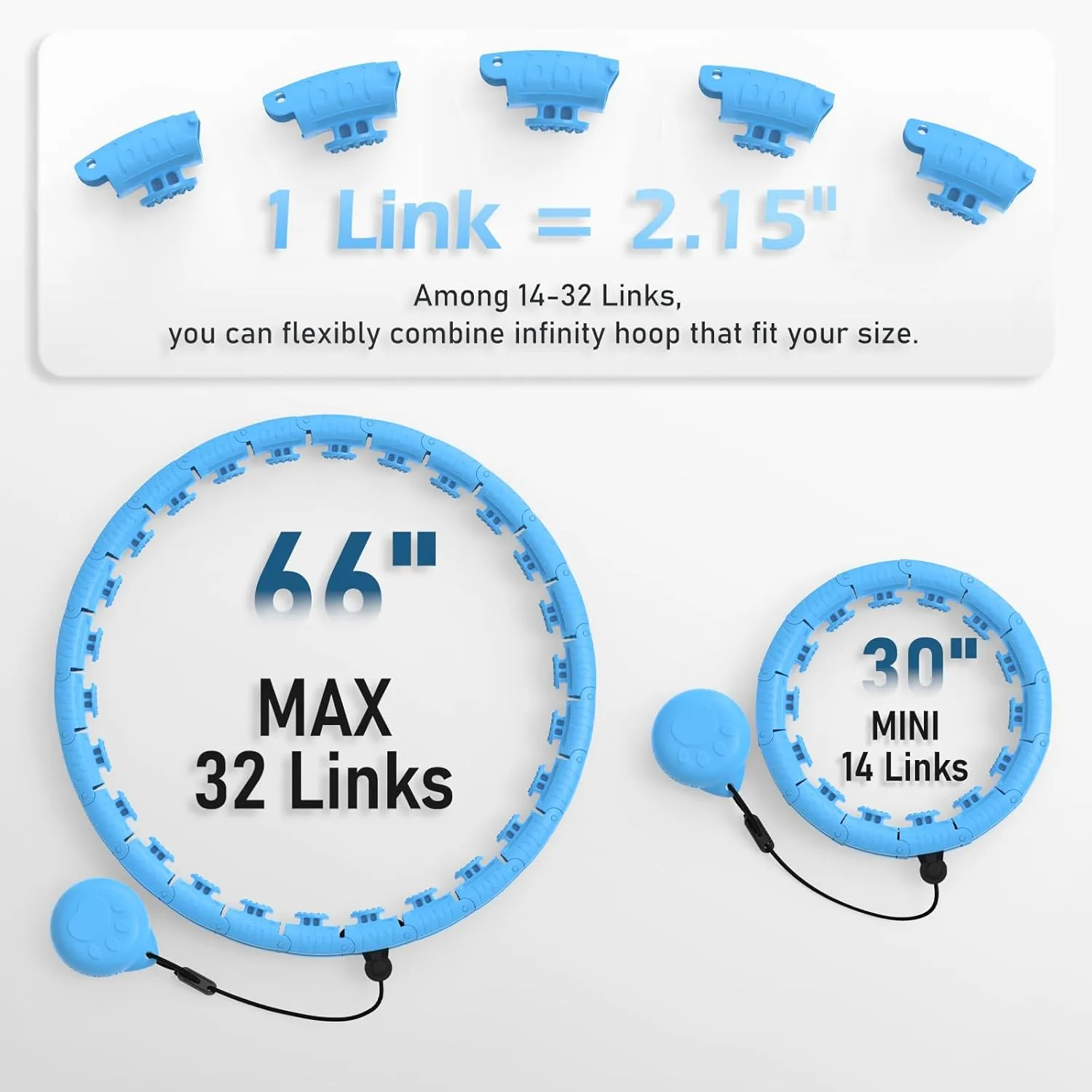 Weighted Hula Circle with 32 Links(66 Inch), Sweet Weight Ball, for Adults Weight Loss