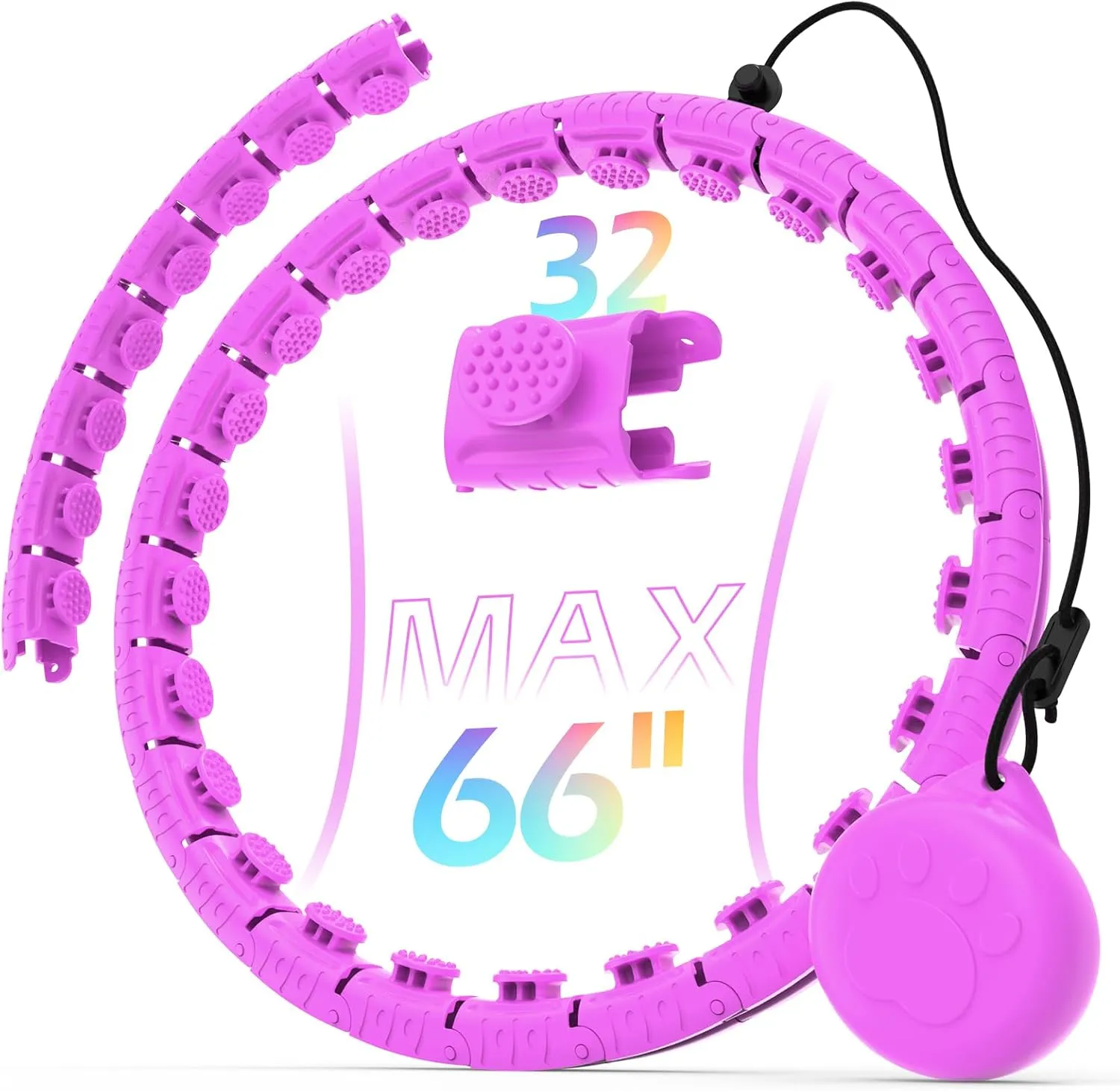 Weighted Hula Circle with 32 Links(66 Inch), Sweet Weight Ball, for Adults Weight Loss