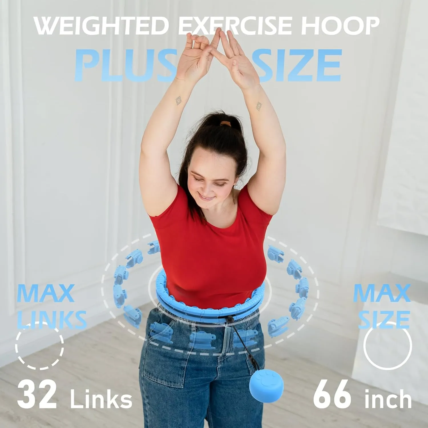Weighted Hula Circle with 32 Links(66 Inch), Sweet Weight Ball, for Adults Weight Loss