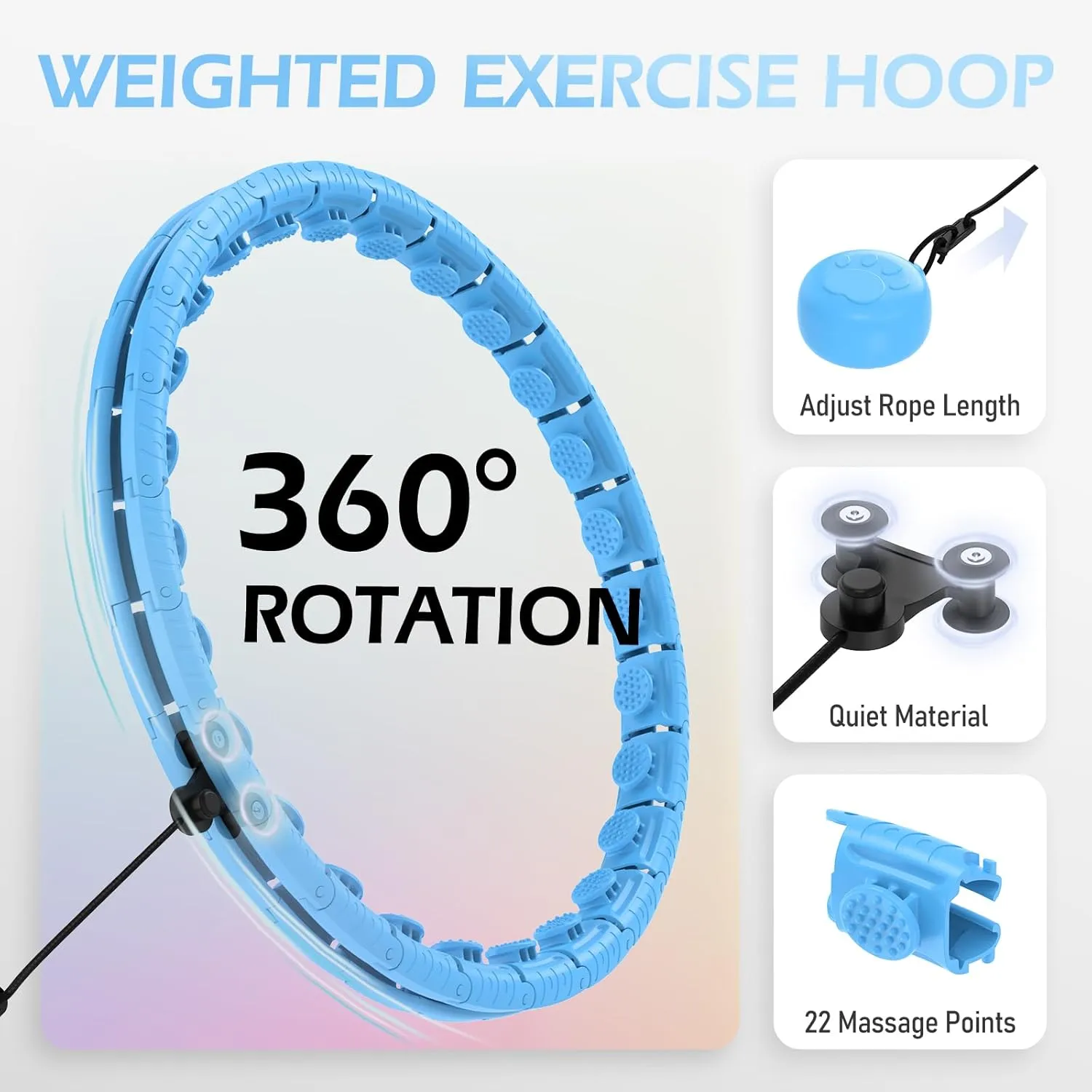 Weighted Hula Circle with 32 Links(66 Inch), Sweet Weight Ball, for Adults Weight Loss
