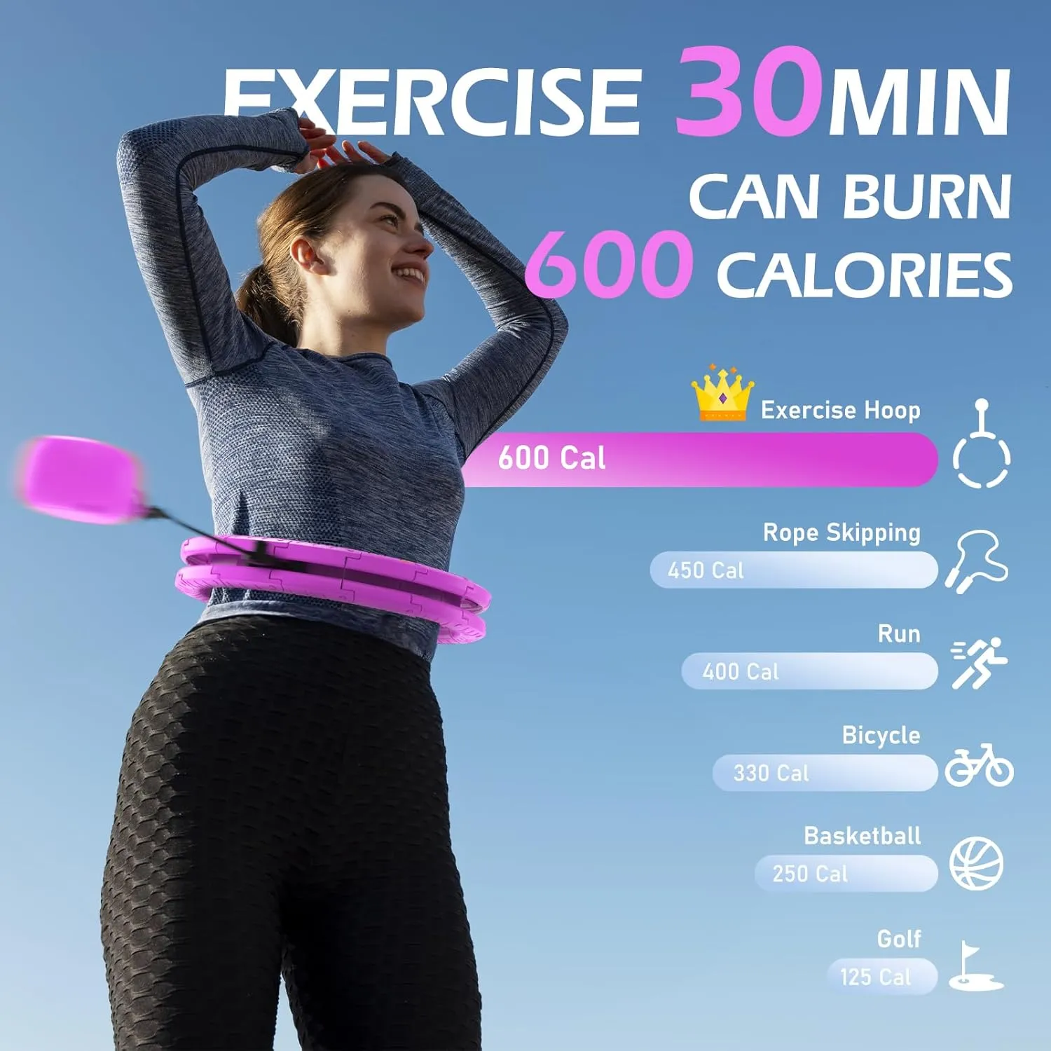 Weighted Hula Circle with 32 Links(66 Inch), Sweet Weight Ball, for Adults Weight Loss