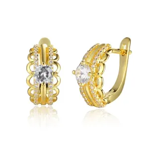White Cubic Zirconia Gold Color Hoop Earring Fashion Party Jewelry Earrings For Women Gift For Her