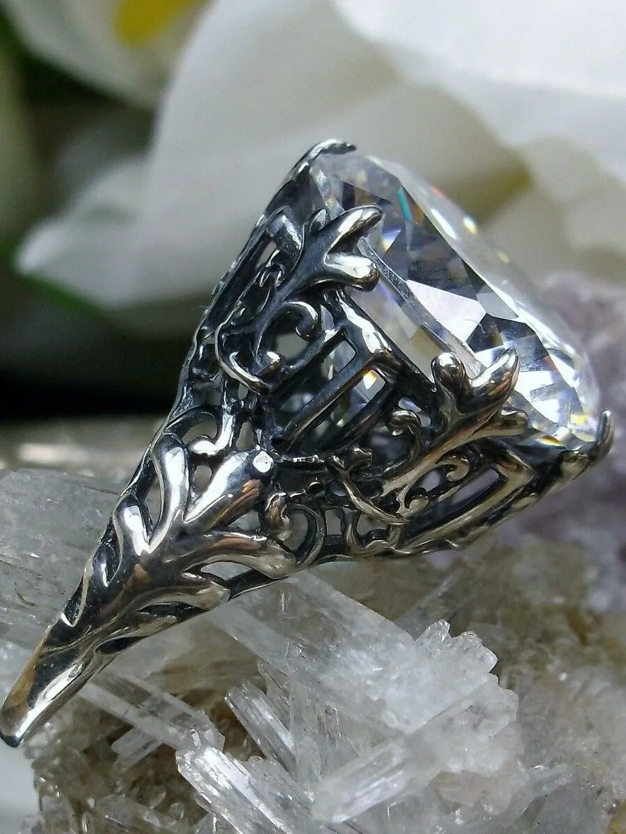 White CZ Ring, Romantic Gothic Jewelry #D123