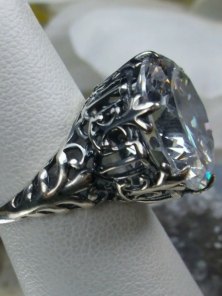 White CZ Ring, Romantic Gothic Jewelry #D123