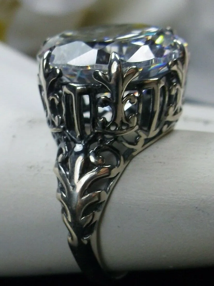 White CZ Ring, Romantic Gothic Jewelry #D123