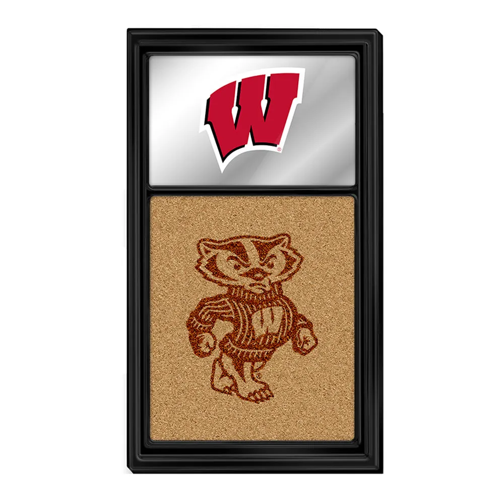 Wisconsin Badgers: Dual Logo - Mirrored Cork Note Board