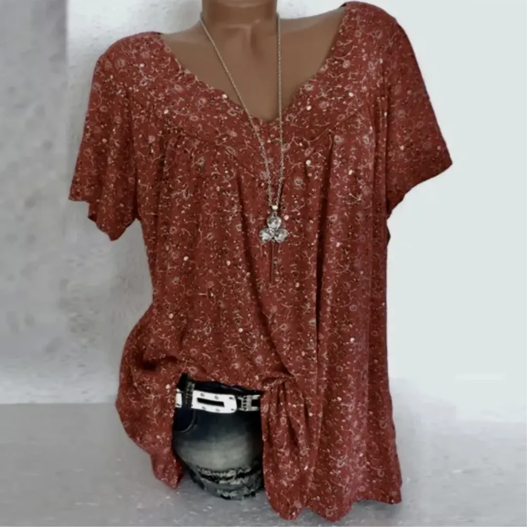 Women's Casual Floral V-neck Blouse | Loose