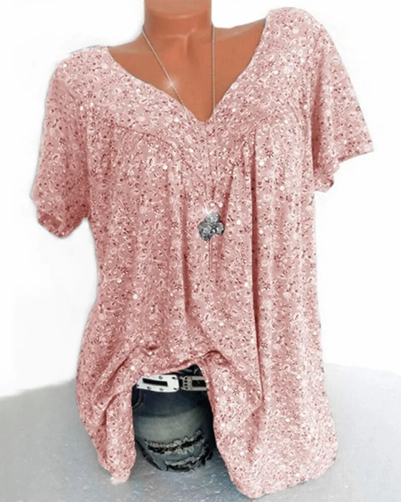 Women's Casual Floral V-neck Blouse | Loose