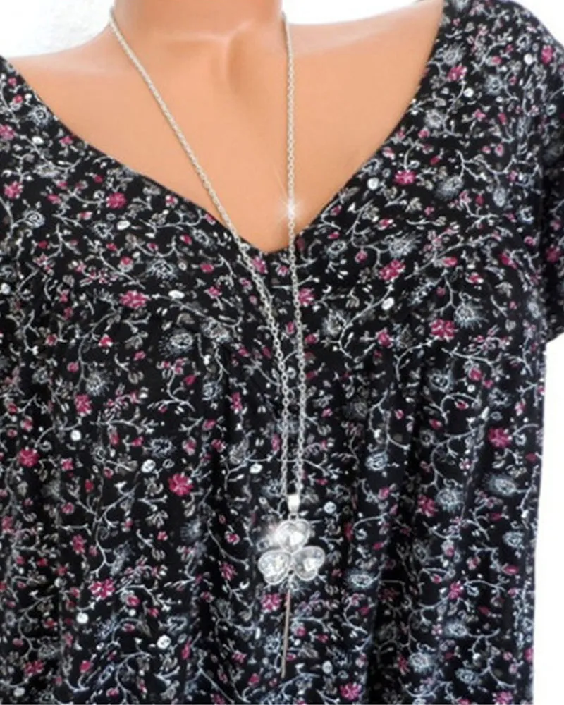 Women's Casual Floral V-neck Blouse | Loose