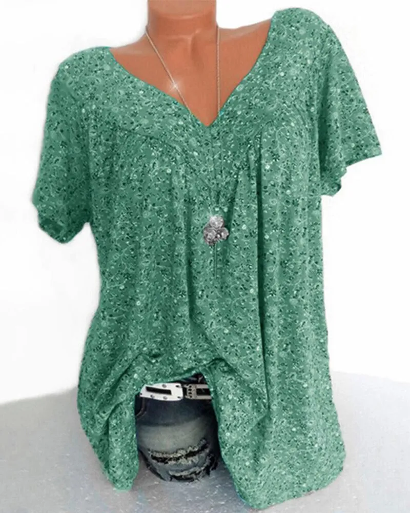 Women's Casual Floral V-neck Blouse | Loose