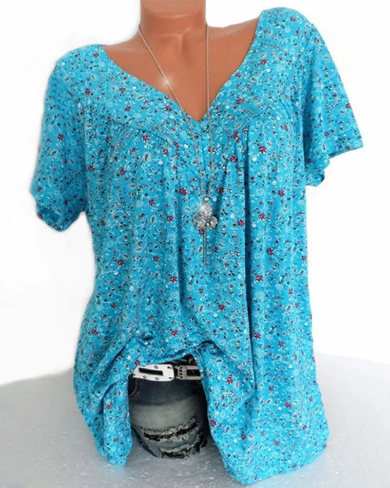 Women's Casual Floral V-neck Blouse | Loose
