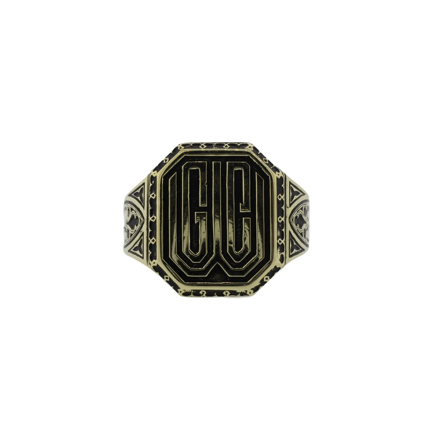 Yellow Gold Antiqued Signet Ring "GCW"
