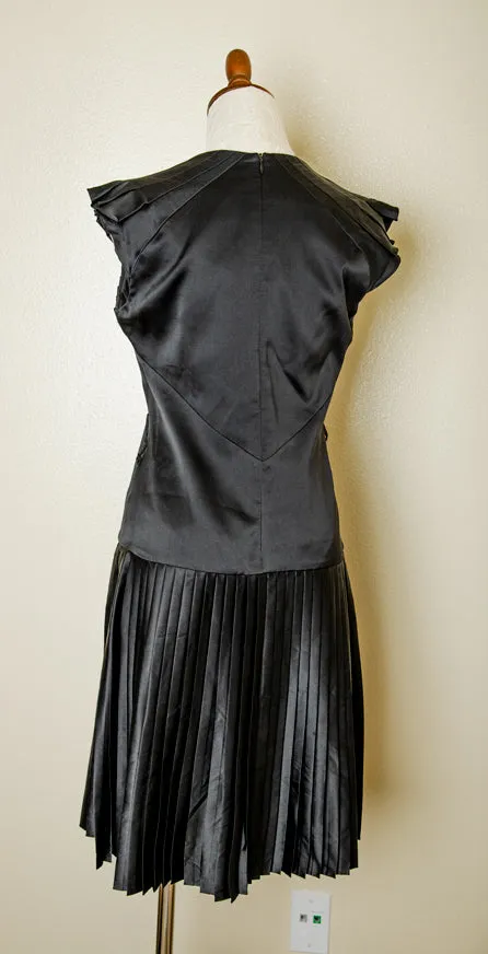 Zac Posen Vintage 100% Silk Black Flapper Style Dress